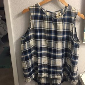 Madewell Rivet & Thread Plaid Open Back Top Medium
